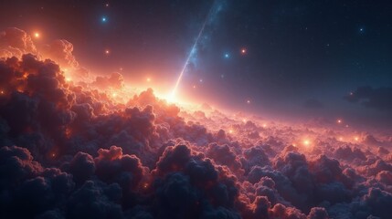 A cosmic river of interstellar dust stretching for light-years, glowing hydrogen and helium filaments forming a luminous nebular cascade in deep space.