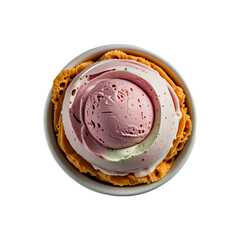 Top view colorful gelato ice cream on a transparent background