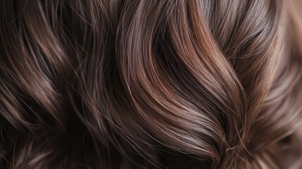 Fototapeta premium A detailed close-up showcasing a woman's hair, featuring rich brown highlights that enhance its texture and shine.