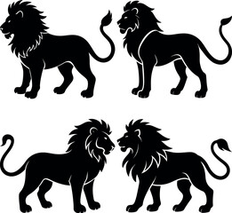 Black Lion Silhouette Vector Icon Crisp & Detailed.