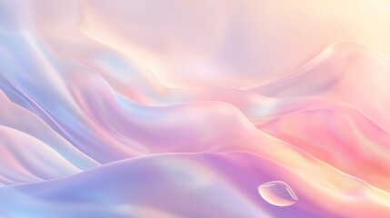 Fototapeta premium An abstract image of a soft, glowing, iridescent background with a single waterdrop.