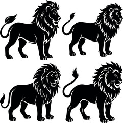 Black Lion Silhouette Vector Icon Crisp & Detailed.