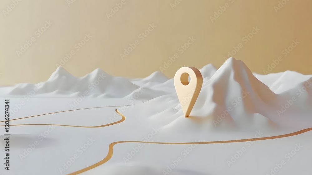 Poster minimalist winter landscape with snow capped mountains and abstract geometric patterns a serene pict