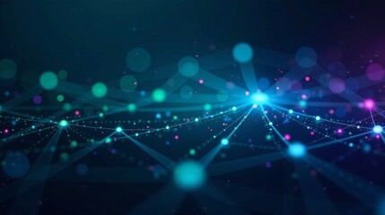 Obraz premium Abstract Network Connections Illuminated Nodes and Intertwined Pathways of Digital Information Flow