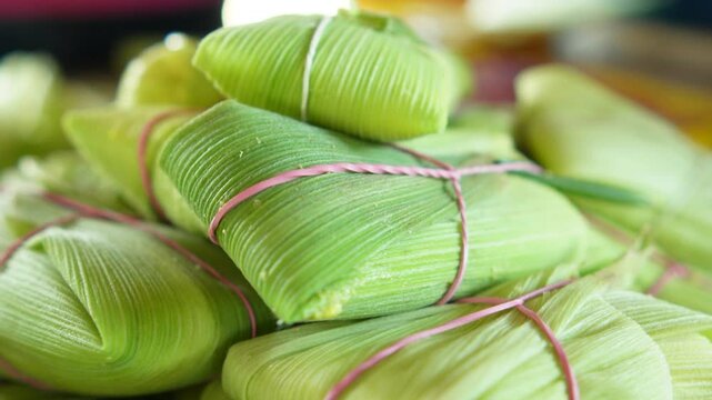 typical Brazilian food pamonha ready to eat. detail plan, feast of são joão