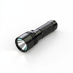Portable LED flashlight on white background