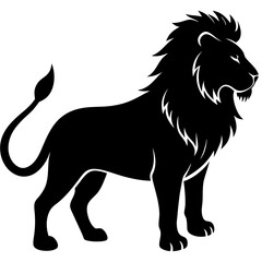 Lion Silhouette Vector Icon White Background.