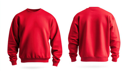 Stylish red sweatshirt mockup showcasing front and back views, perfect for casual wear
