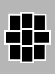 Blank photo frame, vector collage template layout of nine photo frames