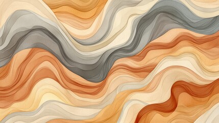 Abstract Wave Pattern Design - Fluid, organic shapes in warm earth tones create a calming abstract background . Perfect for design projects