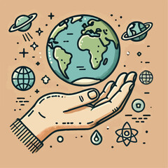 hand drawn illustration with earth