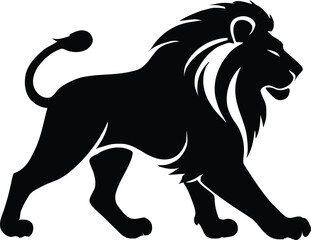 A black and white logo type lion silhouette design - lion icon design