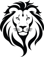 A black and white logo type lion head silhouette design - lion head icon design