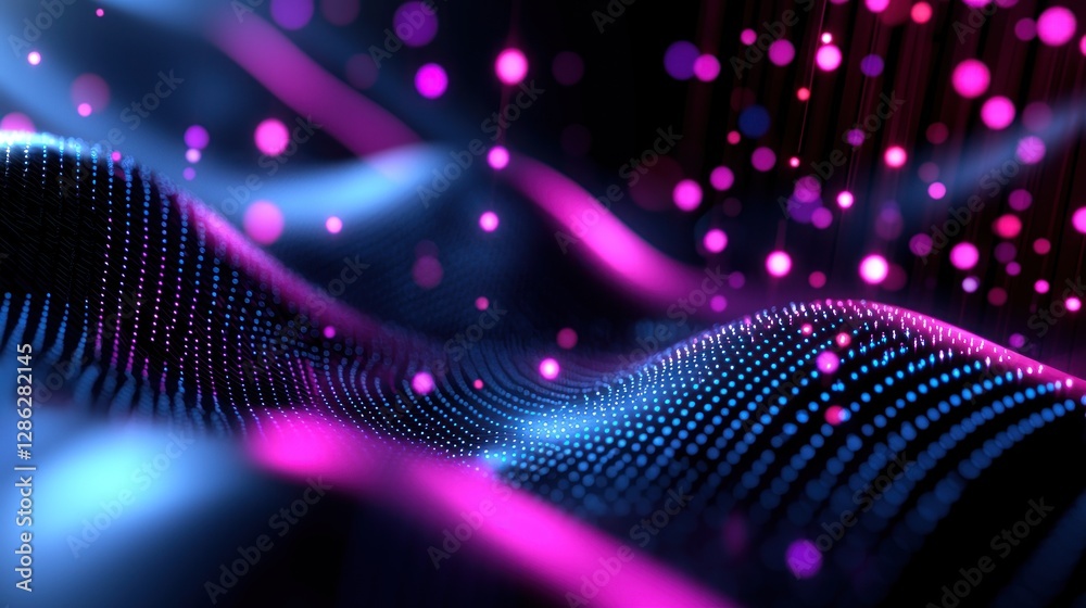 Wall mural abstract wave pattern with vibrant pink and blue colors, creating a dynamic visual effect
