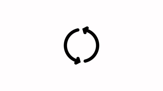 Two arrows icon, update symbol. 3d glass update, refresh icon, 4k video.Refresh reload icon loop symbol black color animation, Refresh icon or reload seamless looping animation concept,