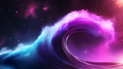 Obraz premium A stunning cosmic wave with vibrant colors of blue and purple, representing the beauty of nature and space.