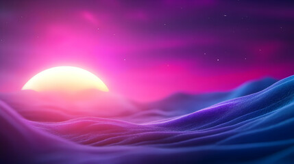 A stunning sunset casts vibrant colors over tranquil waves, creating a serene and dreamlike atmosphere.