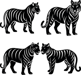 Obraz premium Stylized Tiger Silhouette Vector Icon Wildlife & Fierce Theme.