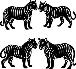 Stylized Tiger Silhouette Vector Icon Wildlife & Fierce Theme.