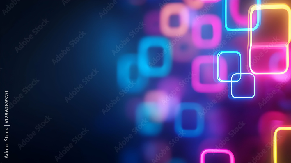Canvas Prints a vibrant abstract background featuring geometric shapes illuminated by colorful neon lights, perfec