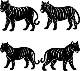 Minimalist Tiger Silhouette Vector Clean & Bold Design.