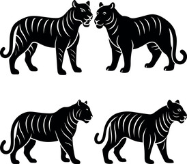 Obraz premium Minimalist Tiger Silhouette Vector Clean & Bold Design.