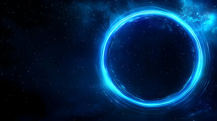 A vibrant blue circular light effect against a dark cosmic background, perfect for digital designs and creative projects.
