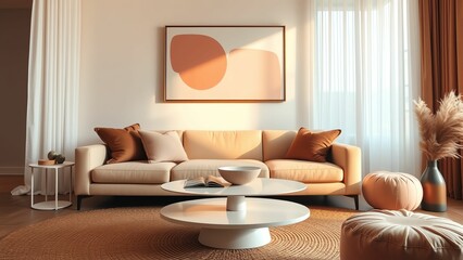 Elegant Living Room Design Soft Colors and Modern Furniture Create a Warm, Inviting Atmosphere