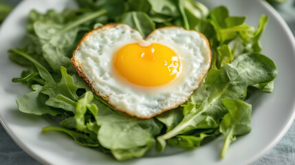 A perfectly fried egg in the shape of a heart