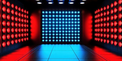 A vibrant room illuminated by numerous lights adorning the walls, creating a lively and inviting atmosphere for gatherings and events.