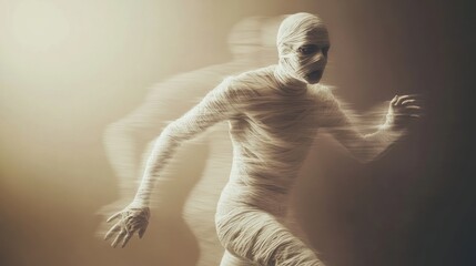 Zombies run towards the side of the screen blurring dynamic poses. Detailed hands have long fingers and sharp claws, and the high-speed motion blur effect creates a creepy feel