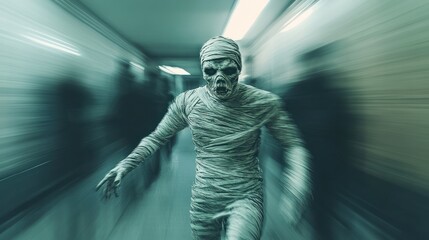 Zombies run towards the side of the screen blurring dynamic poses. Detailed hands have long fingers and sharp claws, and the high-speed motion blur effect creates a creepy feel