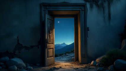 Celestial Doorway Under Starry Night