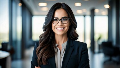 メガネをかけているスーツ姿の女性