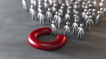 The magnet attracts people, the concept of finding and recruiting people