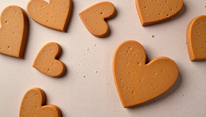 Heart-shaped cookies on a white surface