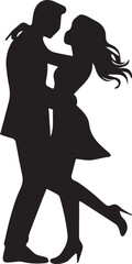 A black and white couple silhouette design - couple valentine icon design