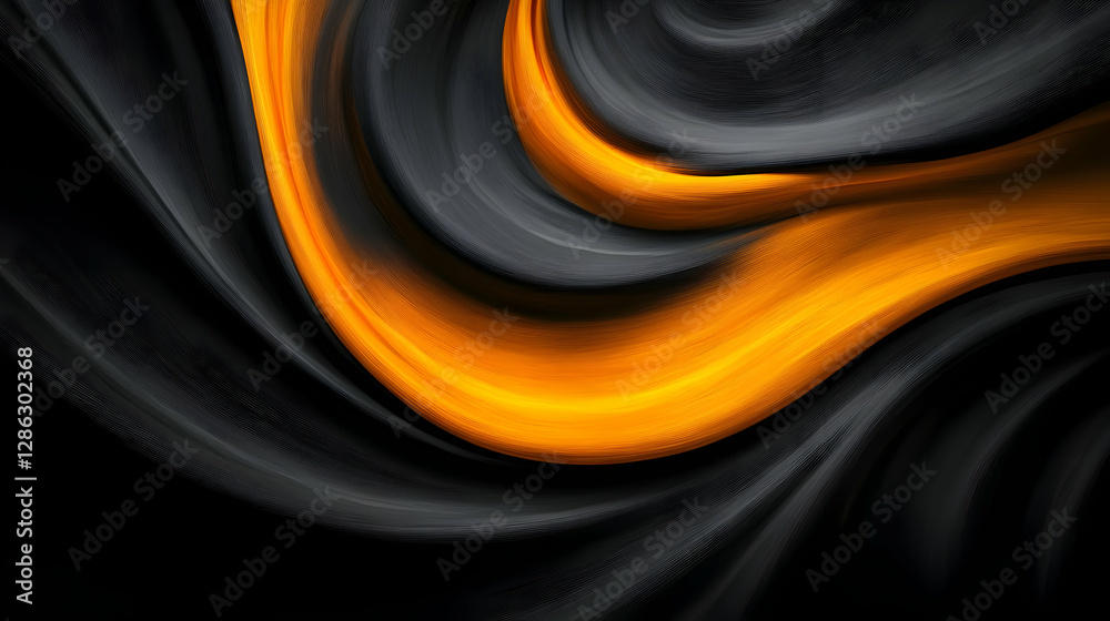 Poster dynamic swirl of black and orange fabric creating a captivating abstract background. perfect for des