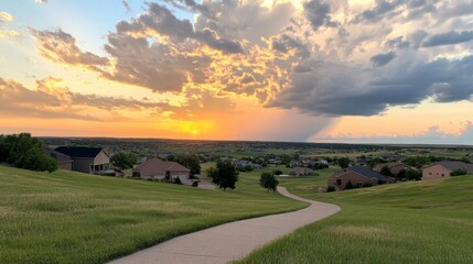 Fototapeta premium Scenic sunset view over residential area