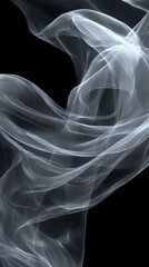 Smoke elegantly swirls in the air against a striking black background, creating a captivating visual effect that draws attention and evokes intrigue.