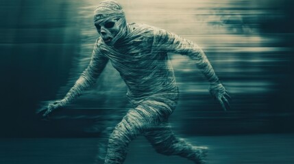 Zombies run towards the side of the screen blurring dynamic poses. Detailed hands have long fingers and sharp claws, and the high-speed motion blur effect creates a creepy feel