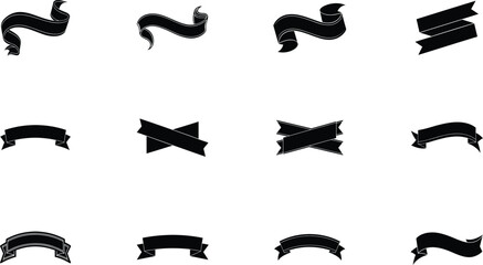 Black Ribbon Banners Collection of Vintage Style Decorative Ribbons