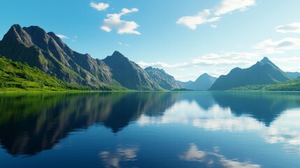 Fototapeta premium Serene Mountain Lake Landscape