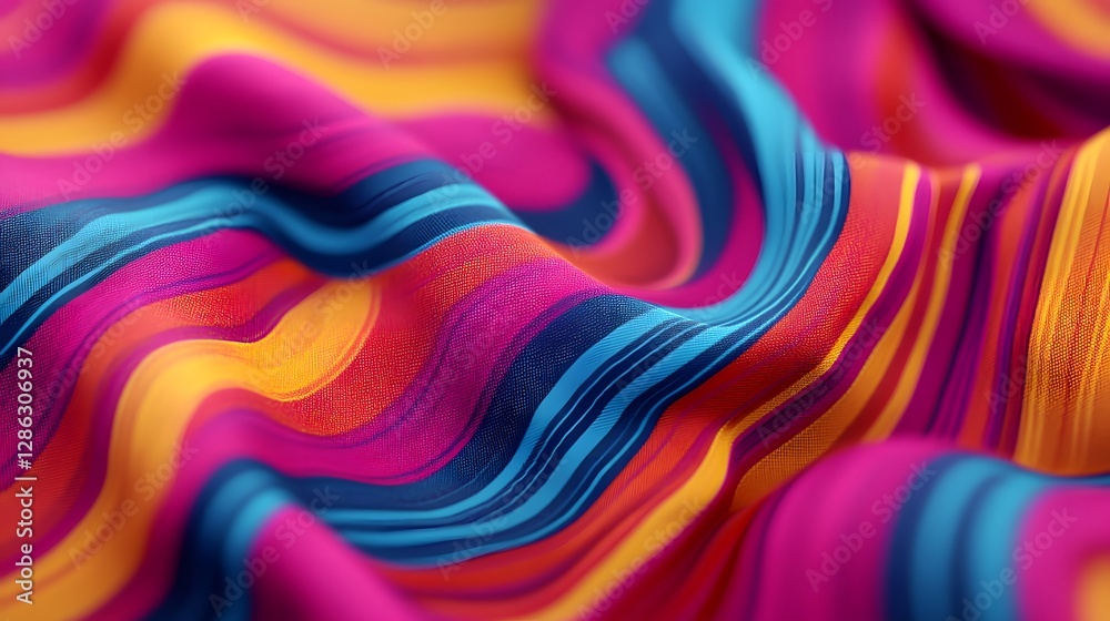 Wall mural colorful digital wave pattern with 3d depth and rich textures for tech visuals