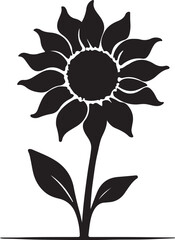 A black and white logo type sunflower silhouette design - sunflower icon design