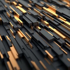 Dynamic black and gold geometric pattern with futuristic abstract design symbolizing digital innovation and modern technological aesthetics