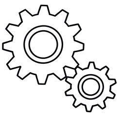 Cogwheel machinery icon, industrial steel gear design. Interlocking metal gears represent industrial teamwork technology. A metallic gear icon vector illustration represents industrial machinery.