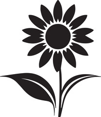 A black and white logo type sunflower silhouette design - sunflower icon design