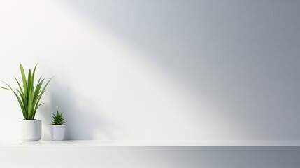 A contemporary bookshelf displays lush green plants and stylish decor pieces, showcasing clean lines and neutral tones ideal for design ideas