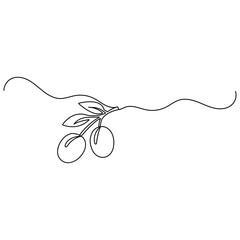 Obraz premium Olive icon continuous one line drawing outline vector illustration